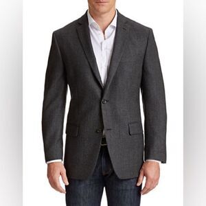 Michael Kors Checkered Wool Sports Jacket-CHARCOAL-40 Regular